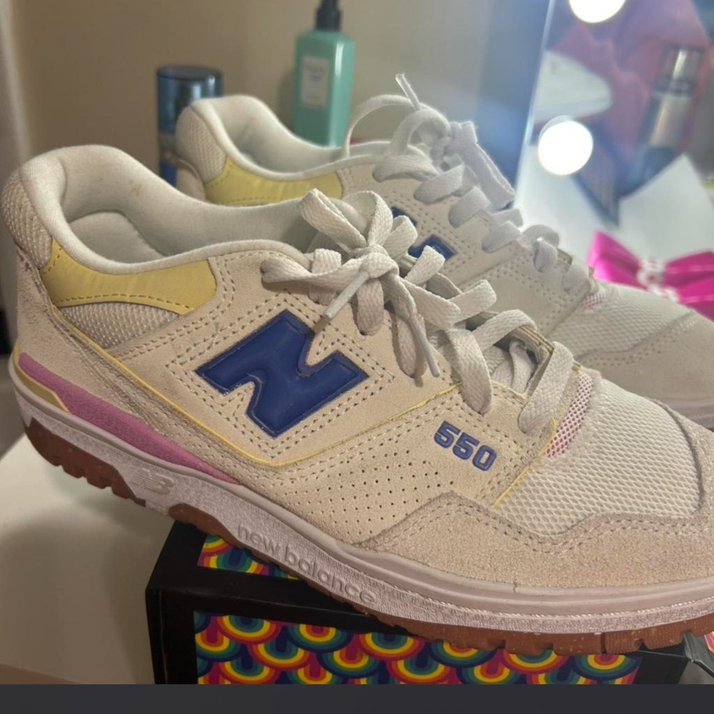New Balance 550 White and Blue Sneakers